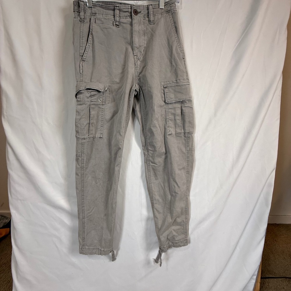American Eagle Outfitters Cargo Pants Mens Gray Flex Cotton Blend Relaxed Fit 28